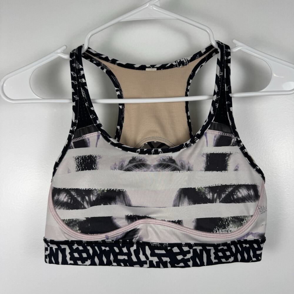 Lululemon- Sweaty or Not Bra-Women's Size 6 White Black Leopard Yoga Sport Bra